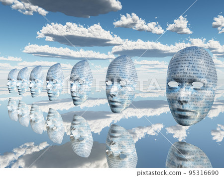 Surreal faces with text 95316690