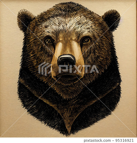 Portrait brown bear in the forest up close. Wildlife scene from spring nature. Wild animal in the natural habitat 95316921