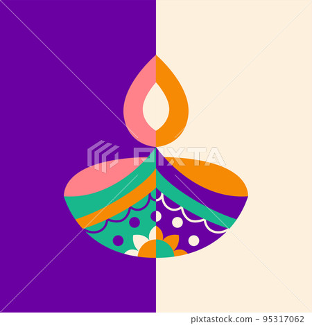 Diwali Flat Candle Symbol 95317062