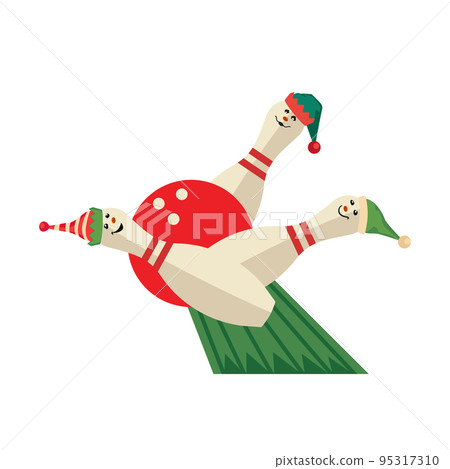 Christmas party bowling strike fancy vector icon 95317310