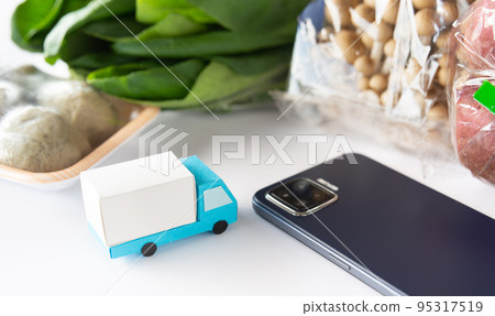 Online supermarket order with smartphone delivery shopping Internet shopping refugee home delivery service Online supermarket order with smartphone delivery shopping Internet shopping refugee home delivery service 95317519
