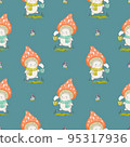 Mushroom cartoon vector illustration for posters, T-shirt print, postcard. Kids card print template and seamless background pattern  95317936