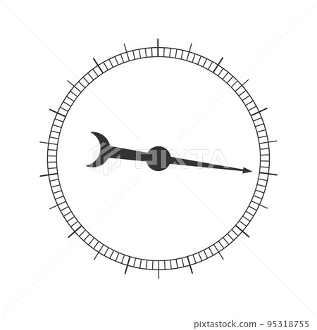 Graphic round measuring scale with arrow. Template of manometer, barometer, compass, pressure meter, navigation or meteorologic tool 95318755