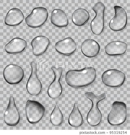 Transparent gray drops. Transparency only in vector format 95319254