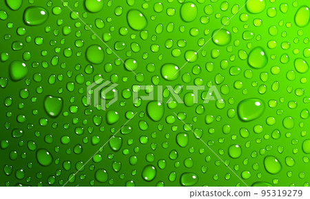 Green background of water drops Green background of water drops 95319279