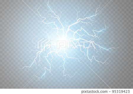 A set of Magic lightning and bright lighting effects. Vector illustration. 95319423