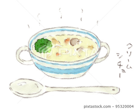 溫暖的菜，奶油燉菜的水彩插圖 95320004
