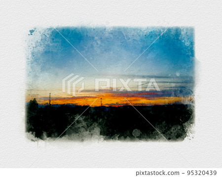 Sunset in the countryside, sunset in the suburbs, sunset in Japan 95320439