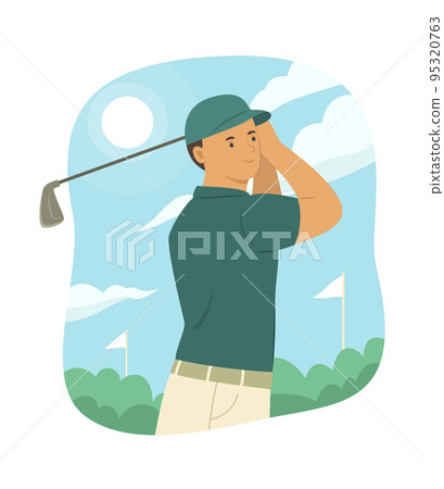 Athlete Man Playing Golf Athlete Man Playing Golf 95320763