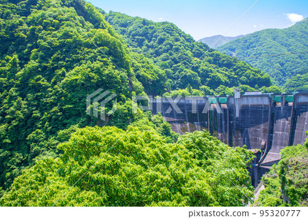 Lake Chichibu, Futase Dam, view from the observatory, early summer scenery 95320777