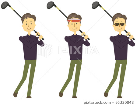 Male golfer swinging a golf club Male golfer swinging a golf club 95320848