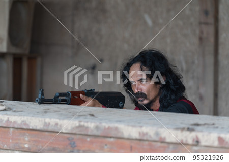 Arab muslim male soldier portrait concept Arab muslim male soldier portrait concept 95321926