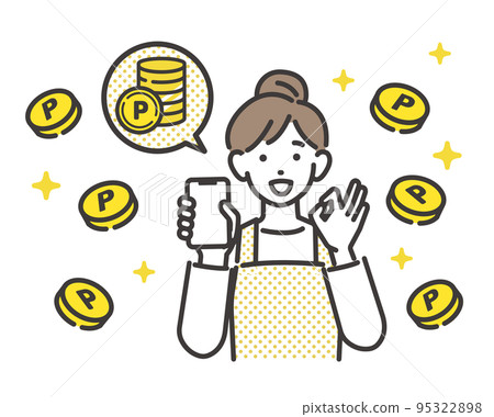 用 poi live/poi live/happy 獲得很多積分的家庭主婦的矢量插圖素材 用 poi live/poi live/happy 獲得很多積分的家庭主婦的矢量插圖素材 95322898