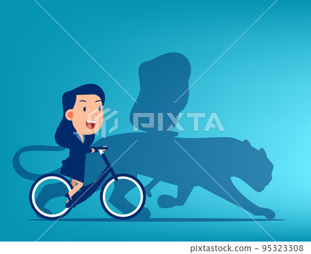 A businesswoman hiding the shadow of a tiger. Tiger of business 95323308
