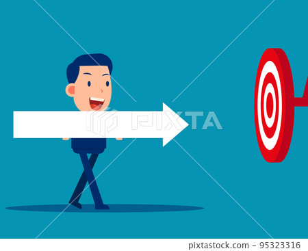 Business person catch an arrow to hit the target 95323316