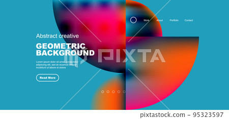 Circles, round shapes and lines with fluid gradients abstract background. Vector illustration for wallpaper, banner, background, leaflet, catalog, cover, flyer 95323597