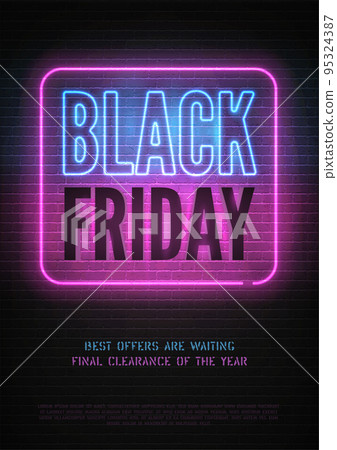 Black Friday discount youth neon vector banner template for luxury store Black Friday discount youth neon vector banner template for luxury store 95324387