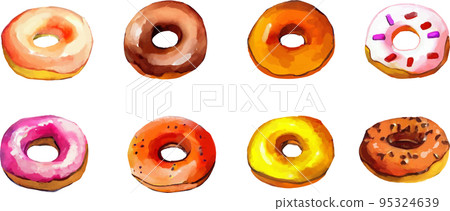八個甜甜圈的矢量插圖集 95324639
