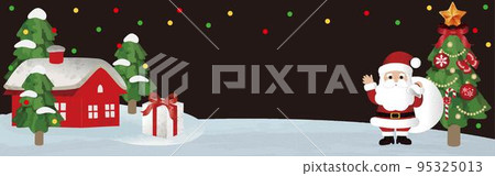 聖誕老人橫幅聖誕老人聖誕樹可愛的水彩插圖素材 聖誕老人橫幅聖誕老人聖誕樹可愛的水彩插圖素材 95325013