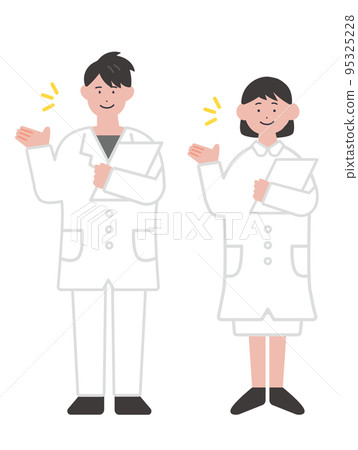 用圖表指導的醫務人員的插圖 95325228