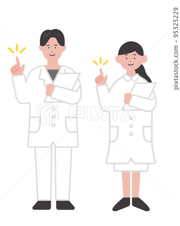 拿著圖表和指向的一名醫務工作者的例證 95325229