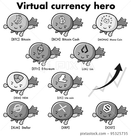 Various types of virtual currency hero character set (black and white) Various types of virtual currency hero character set (black and white) 95325735