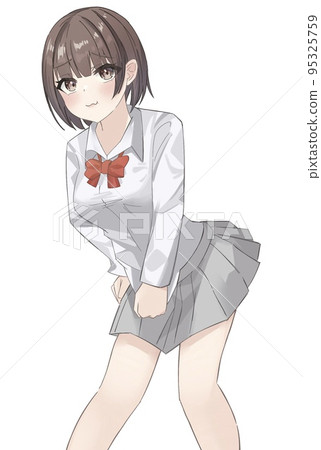 一個有絲帶的困擾的高中女生 95325759