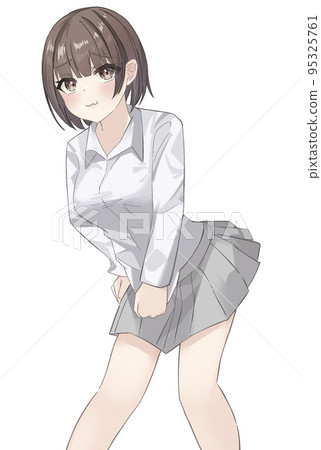 Troubled high school girl No ribbon Troubled high school girl No ribbon 95325761