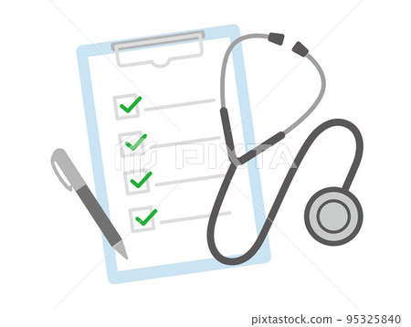 Stethoscope checklist ballpoint pen illustration material Stethoscope checklist ballpoint pen illustration material 95325840