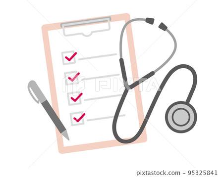 Stethoscope checklist ballpoint pen illustration material 95325841