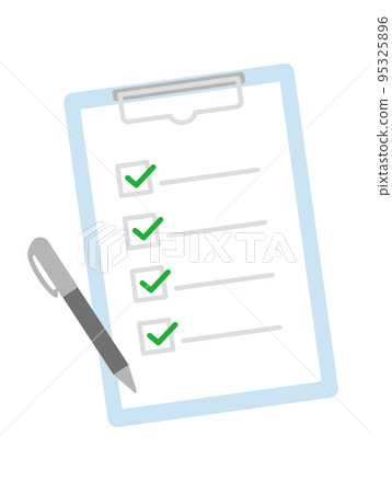 Illustration of checklist and ballpoint pen Illustration of checklist and ballpoint pen 95325896