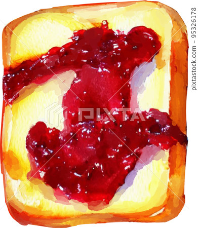 Bread with strawberry jam watercolor style vector illustration Bread with strawberry jam watercolor style vector illustration 95326178