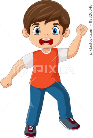 Cartoon angry little boy expression 95326346