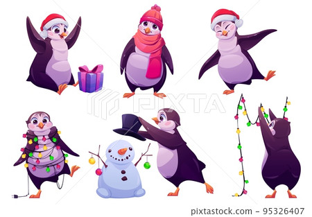 Cute penguin character celebrate Christmas 95326407