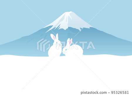 New Year's card template for the year of the rabbit with Mt. Fuji in the background 95326581