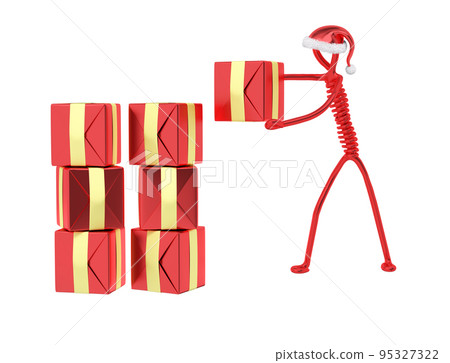 Character delivery christmas gifts 3d rendering 95327322