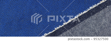 Blue jeans texture macro denim fabric closeup 95327500