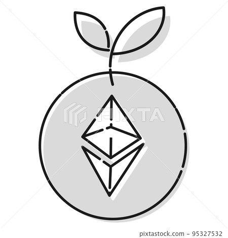 簡單的以太坊 (ETH) 增長圖像圖標（黑白） 95327532