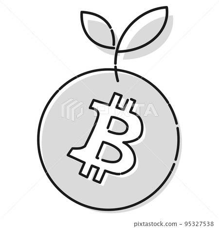 簡單的比特幣 (BTC) 增長圖像圖標（黑白） 95327538
