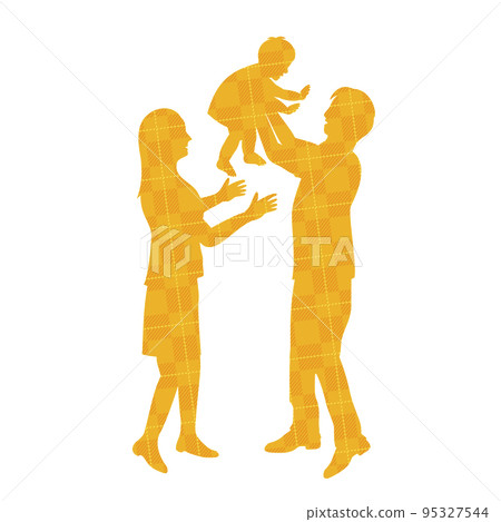 A silhouette of a couple interacting with their child Check pattern 95327544