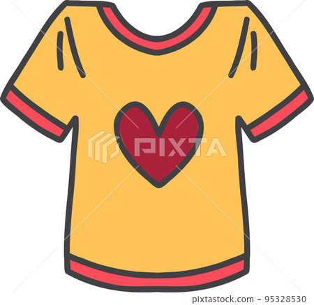 Hand Drawn shirt with heart illustration 95328530