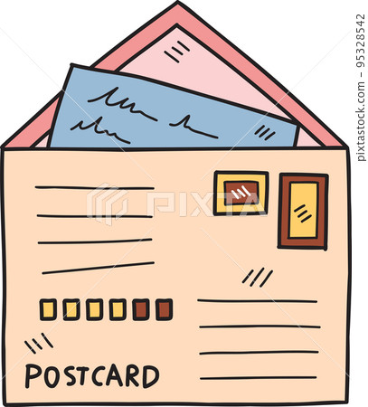 vintage postcard with stamps illustration vintage postcard with stamps illustration 95328542