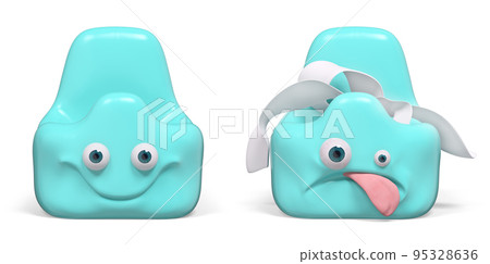 Empty funny and full sad potty 3d rendering Empty funny and full sad potty 3d rendering 95328636