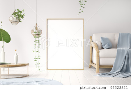 Modern living room interior design with sofa and plant, poster frame mockup on the wall, white sofa with poster, 3d rendering Modern living room interior design with sofa and plant, poster frame mockup on the wall, white sofa with poster, 3d rendering 95328821