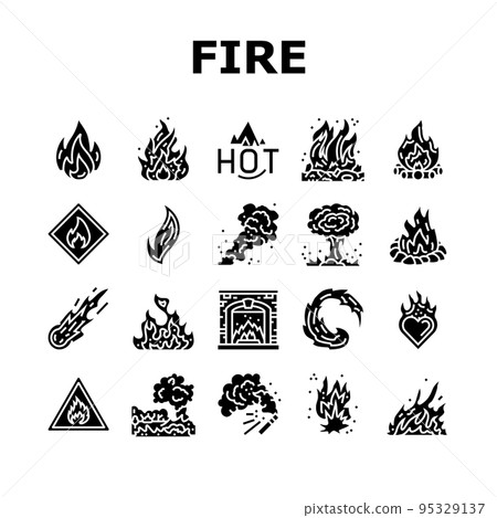 flame hot fire burn bonfire heat icons set vector flame hot fire burn bonfire heat icons set vector 95329137