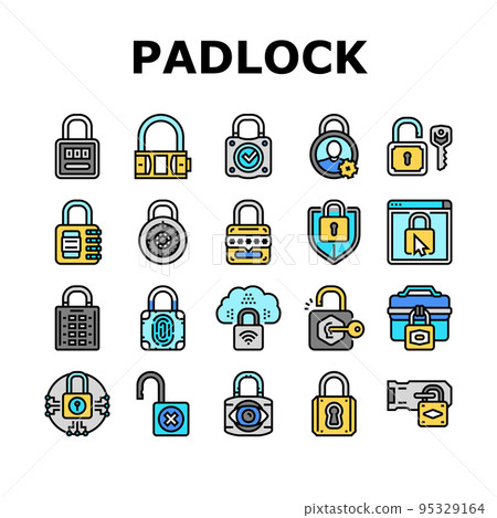 padlock lock safe password key icons set vector padlock lock safe password key icons set vector 95329164