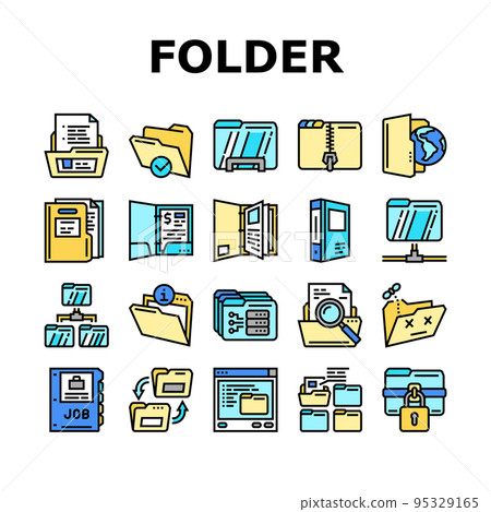folder paper business file empty icons set vector 95329165