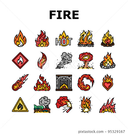 flame hot fire burn bonfire heat icons set vector flame hot fire burn bonfire heat icons set vector 95329167