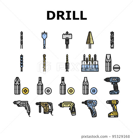 drill equipment construction icons set vector drill equipment construction icons set vector 95329168