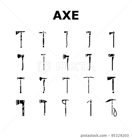 axe ax hatchet wood weapon icons set vector axe ax hatchet wood weapon icons set vector 95329203
